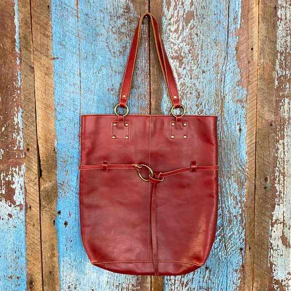 HOBO Handbags - HOBO Large Deep Red Leather Tote